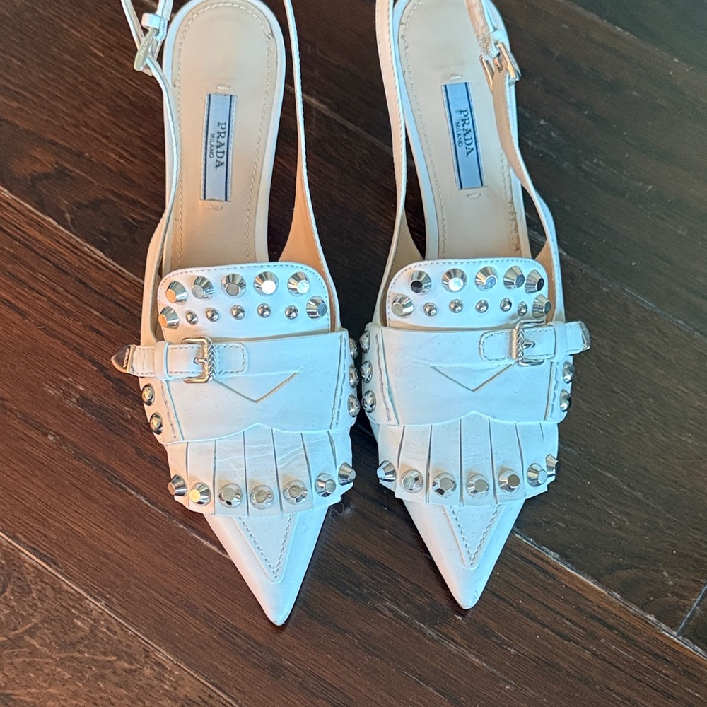 Prada White Slingback Heels